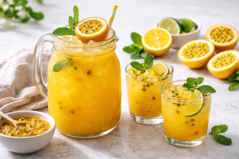 Deliciosa guarapita de parchita lista para disfrutarla